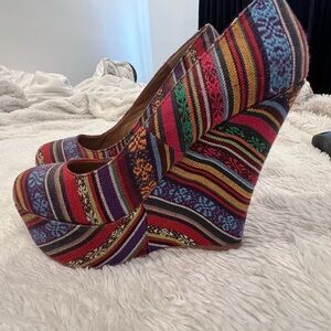 Steve Madden Multicolor Striped Wedges
